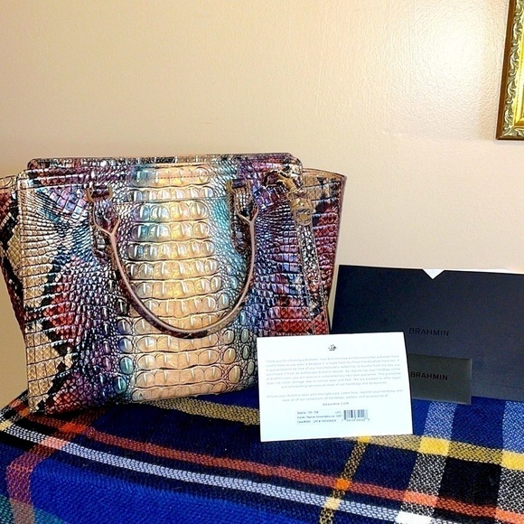 Brahmin women’s purse satchel bag croc bag aubree reptilian ombré Melbourne - Picture 1 of 7